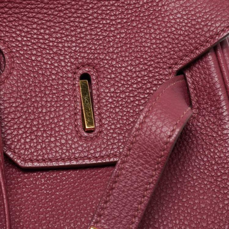 Pre Owned Hermes Tosca Togo Leather Gold Finished Birkin 35 Bag