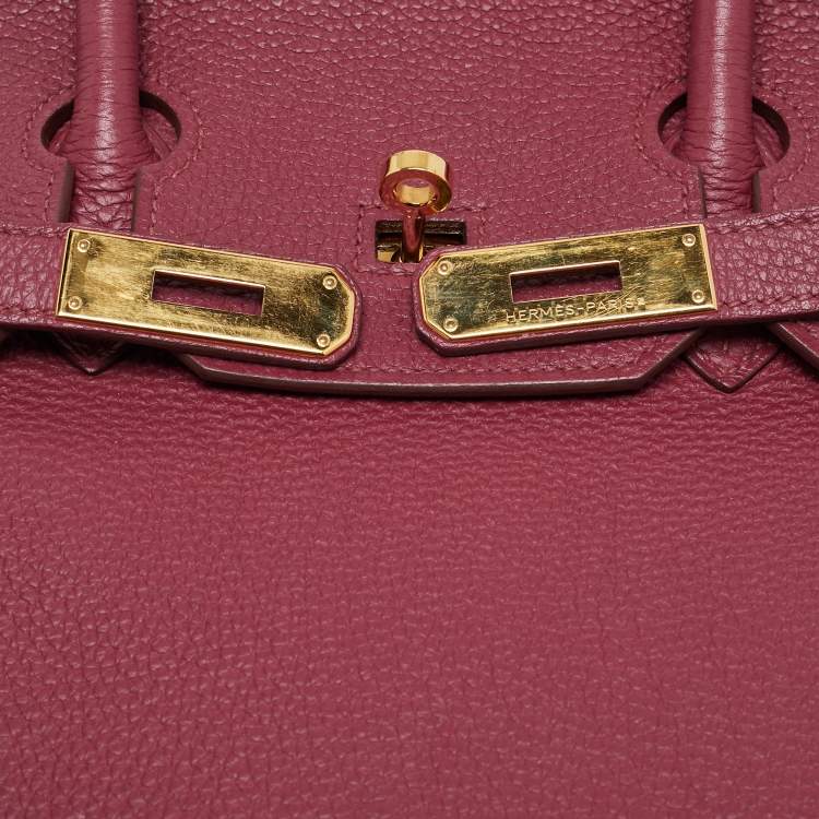 Pre Owned Hermes Tosca Togo Leather Gold Finished Birkin 35 Bag