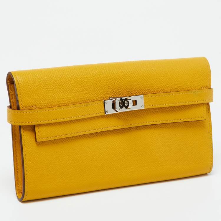 Pre Owned Hermes Jaune Epsom Leather Kelly Longue Wallet