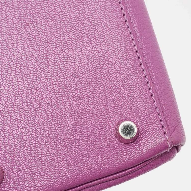 Pre Owned Hermes Cyclamen Chevre Mysore Leather Palladium Finish Kelly Retourne 28 Bag