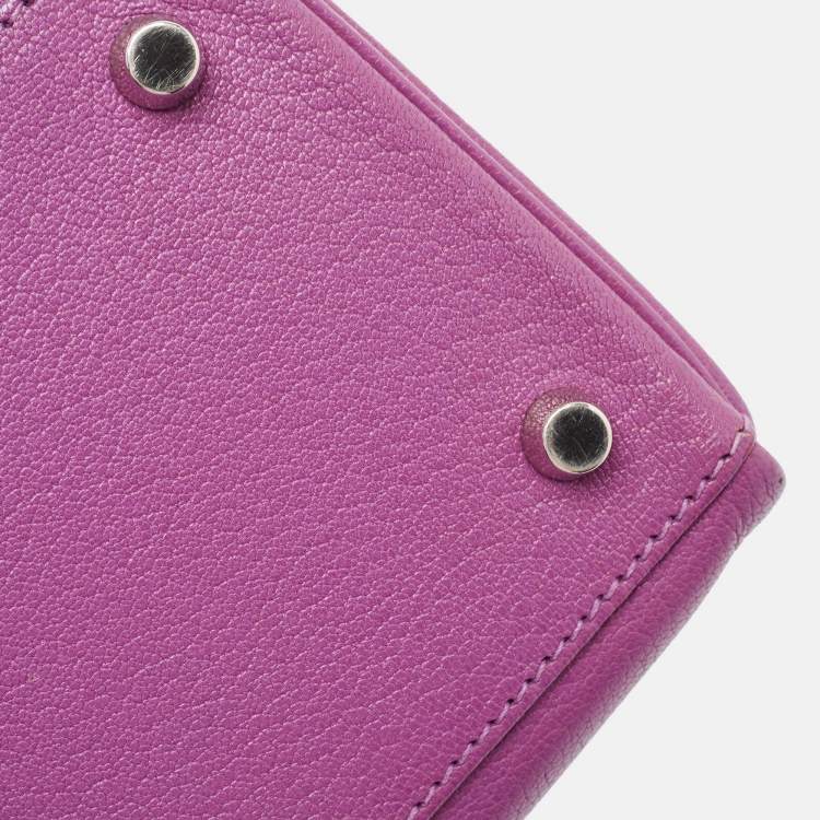 Pre Owned Hermes Cyclamen Chevre Mysore Leather Palladium Finish Kelly Retourne 28 Bag