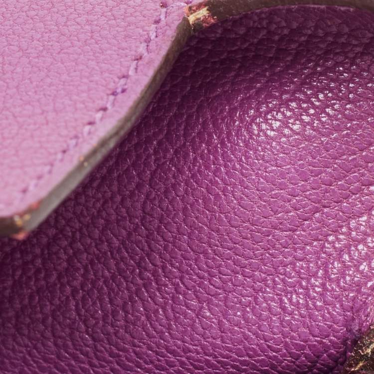 Pre Owned Hermes Cyclamen Chevre Mysore Leather Palladium Finish Kelly Retourne 28 Bag