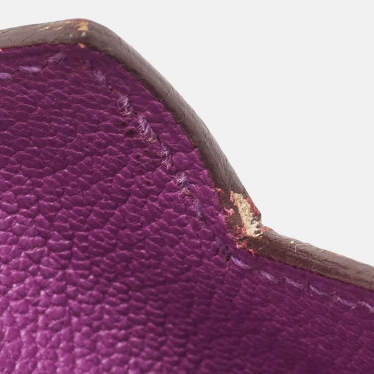 Pre Owned Hermes Cyclamen Chevre Mysore Leather Palladium Finish Kelly Retourne 28 Bag