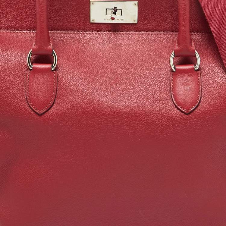 Pre Owned Hermès Ruby Ever Color Leather Palladium Toolbox 26 Bag
