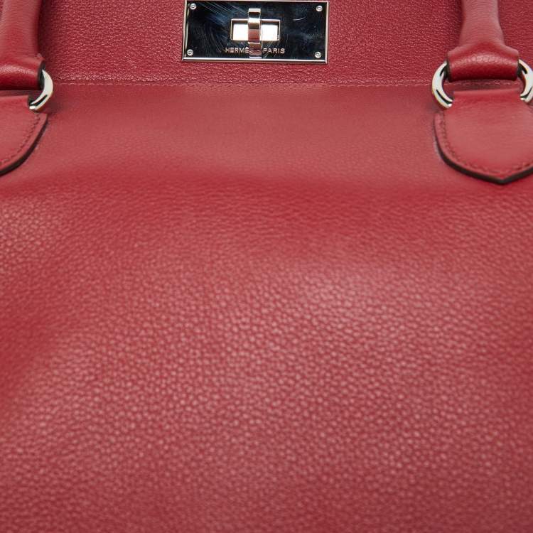 Pre Owned Hermès Ruby Ever Color Leather Palladium Toolbox 26 Bag