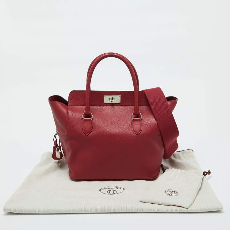 Pre Owned Hermès Ruby Ever Color Leather Palladium Toolbox 26 Bag