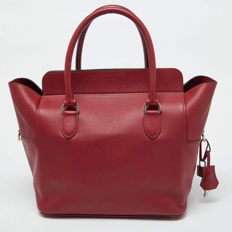 Pre Owned Hermès Ruby Ever Color Leather Palladium Toolbox 26 Bag