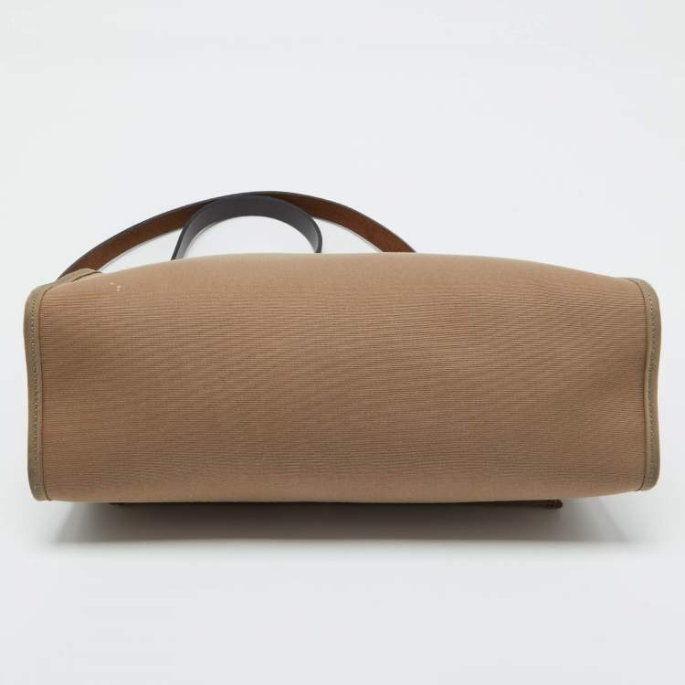 Pre Owned Hermès Ebene/Etain Canvas and Leather Herbag Zip 31 Bag