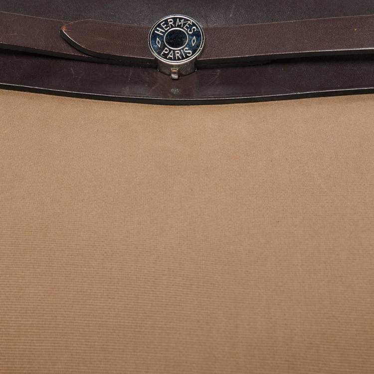 Pre Owned Hermès Ebene/Etain Canvas and Leather Herbag Zip 31 Bag