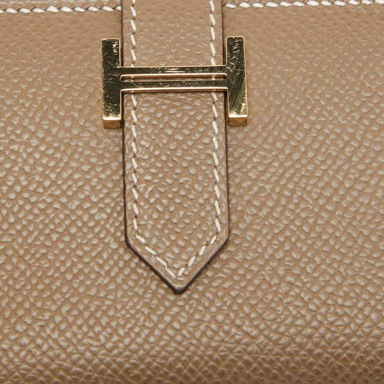 مملوكة مسبقًا Hermes Etoupe Epsom Leather Bearn Mini Wallet