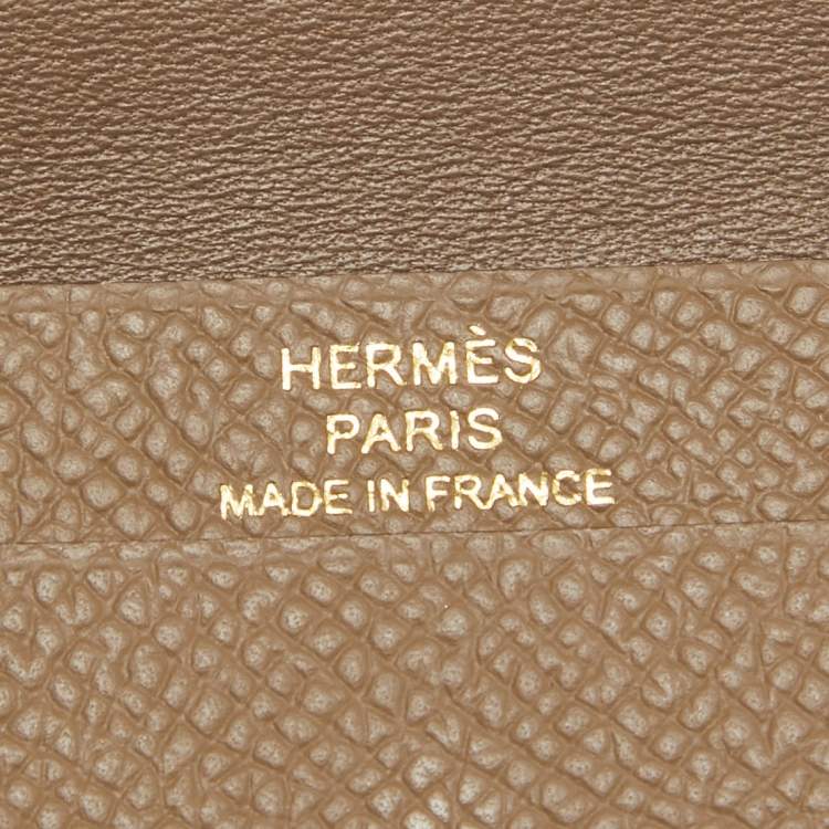مملوكة مسبقًا Hermes Etoupe Epsom Leather Bearn Mini Wallet