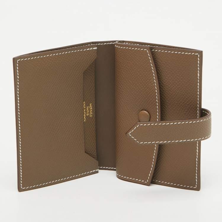 مملوكة مسبقًا Hermes Etoupe Epsom Leather Bearn Mini Wallet