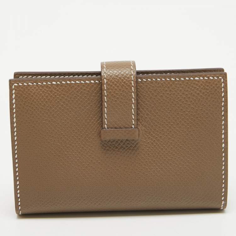 مملوكة مسبقًا Hermes Etoupe Epsom Leather Bearn Mini Wallet