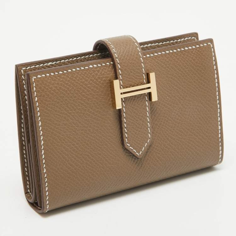 مملوكة مسبقًا Hermes Etoupe Epsom Leather Bearn Mini Wallet