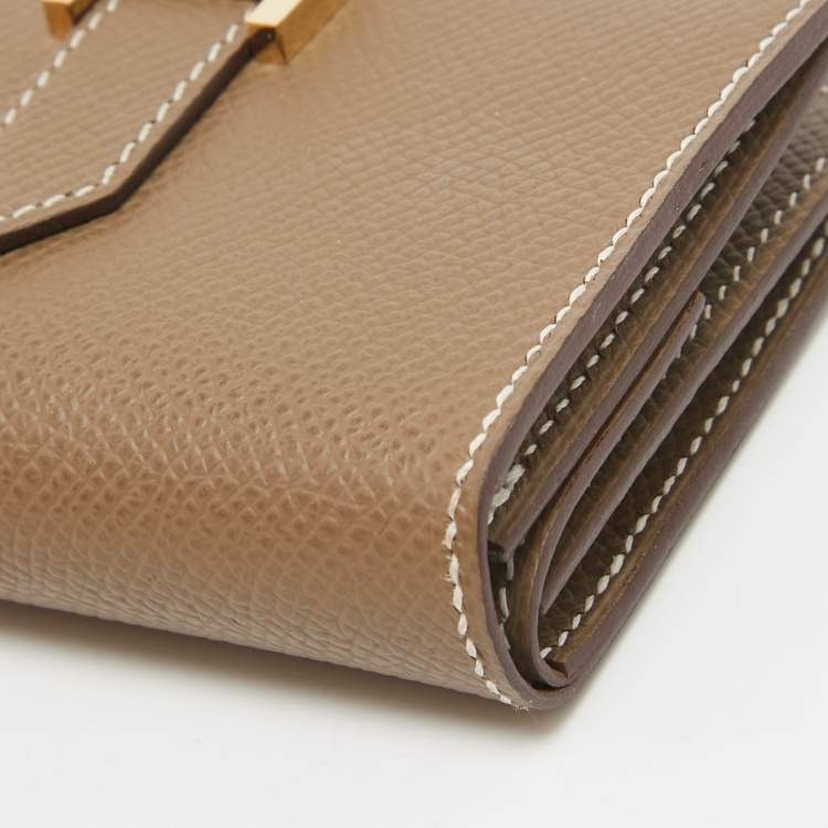 مملوكة مسبقًا Hermes Etoupe Epsom Leather Bearn Mini Wallet