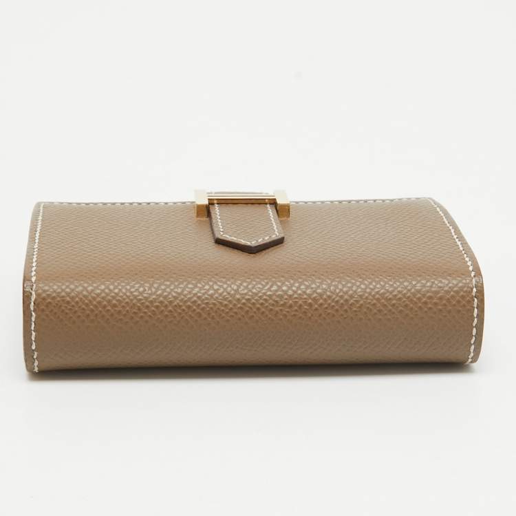 مملوكة مسبقًا Hermes Etoupe Epsom Leather Bearn Mini Wallet