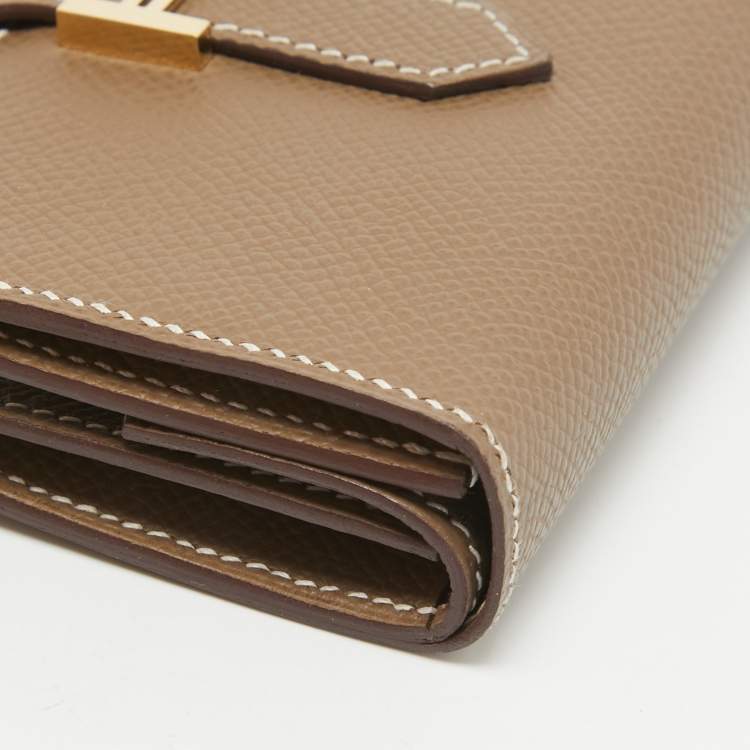 مملوكة مسبقًا Hermes Etoupe Epsom Leather Bearn Mini Wallet