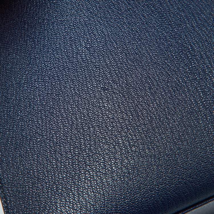 Pre Owned Hermes Blue Encre Chevre Mysore Leather Gold Finish Kelly Sellier 25 Bag