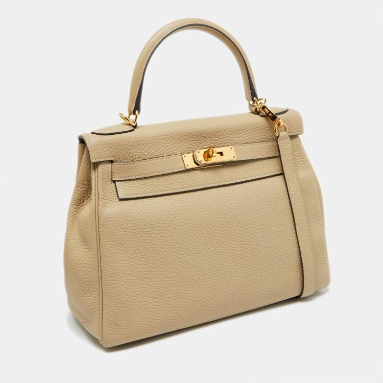 Pre Owned Hermès Trench Togo Leather Gold Finish Kelly Retourne 28 Bag