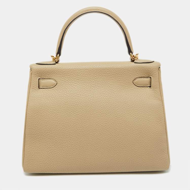 Pre Owned Hermès Trench Togo Leather Gold Finish Kelly Retourne 28 Bag