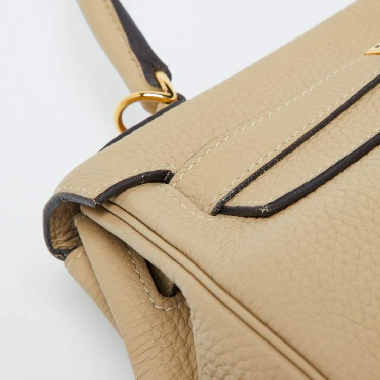 Pre Owned Hermès Trench Togo Leather Gold Finish Kelly Retourne 28 Bag