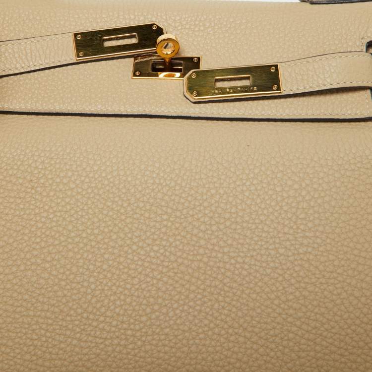 Pre Owned Hermès Trench Togo Leather Gold Finish Kelly Retourne 28 Bag