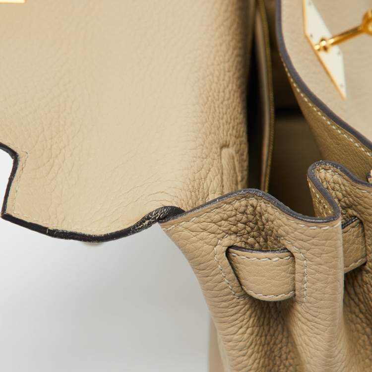 Pre Owned Hermès Trench Togo Leather Gold Finish Kelly Retourne 28 Bag
