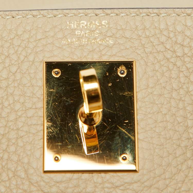 Pre Owned Hermès Trench Togo Leather Gold Finish Kelly Retourne 28 Bag