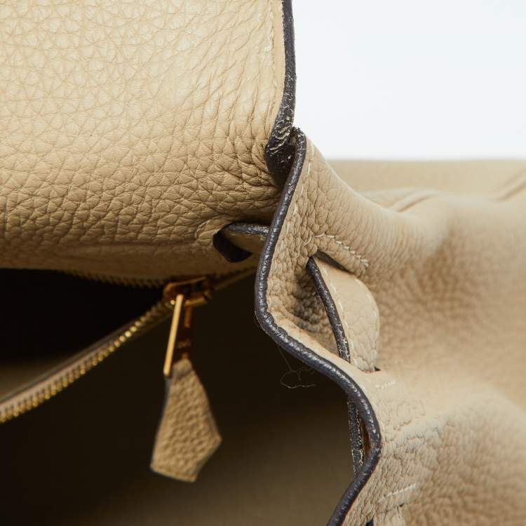 Pre Owned Hermès Trench Togo Leather Gold Finish Kelly Retourne 28 Bag