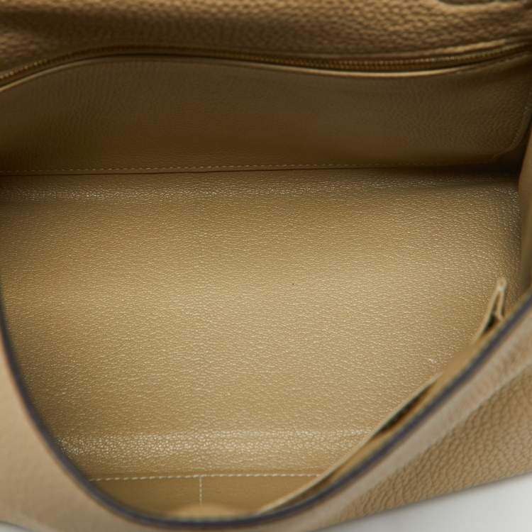 Pre Owned Hermès Trench Togo Leather Gold Finish Kelly Retourne 28 Bag