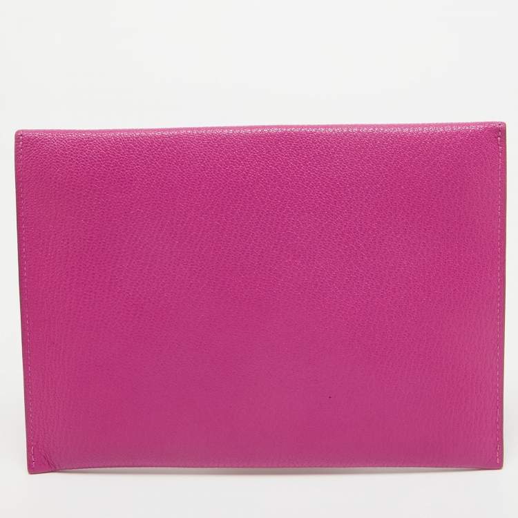 Pre Owned Hermès Magnolia/Jaune Ambre/Cappucine Leather Envelope Trio Wallet