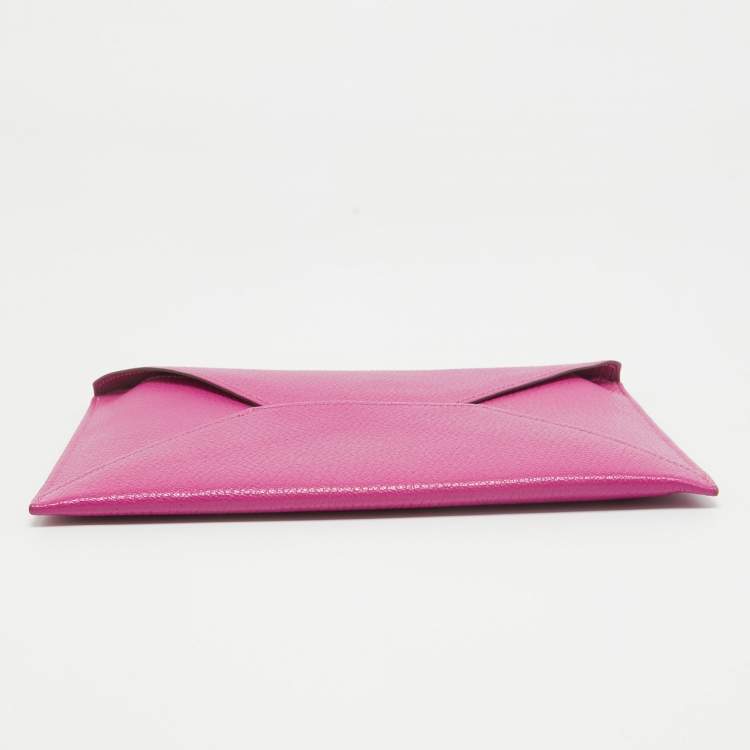 Pre Owned Hermès Magnolia/Jaune Ambre/Cappucine Leather Envelope Trio Wallet