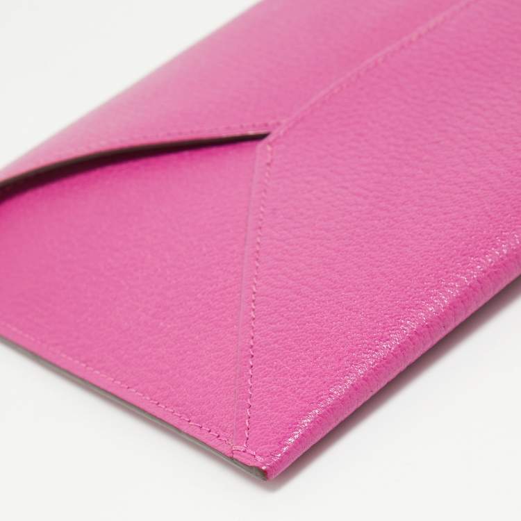 Pre Owned Hermès Magnolia/Jaune Ambre/Cappucine Leather Envelope Trio Wallet