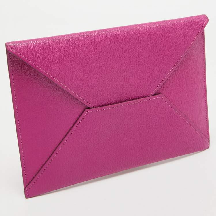 Pre Owned Hermès Magnolia/Jaune Ambre/Cappucine Leather Envelope Trio Wallet