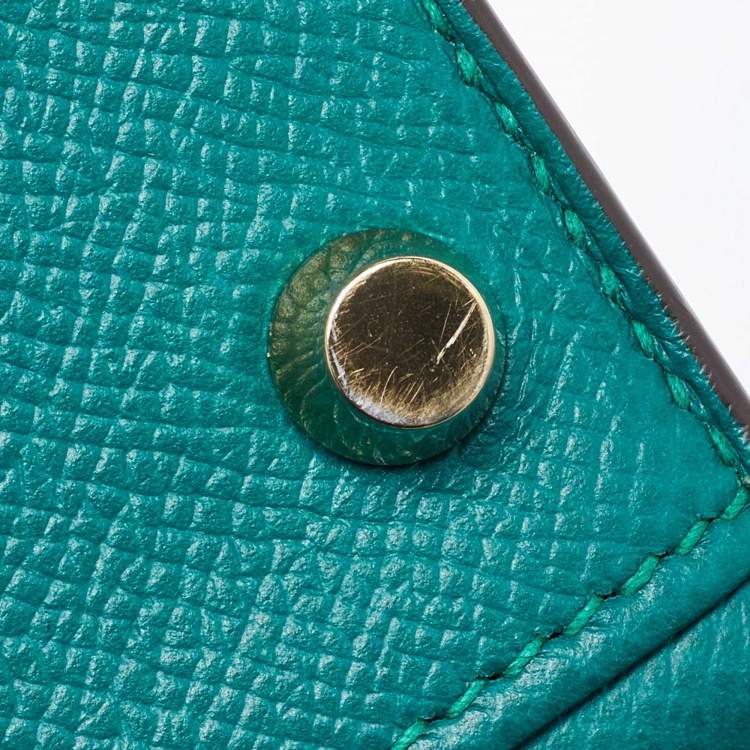Pre Owned Hermes Malachite Epsom Leather Gold Finish Kelly Sellier 32 Bag
