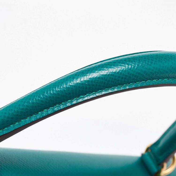 Pre Owned Hermes Malachite Epsom Leather Gold Finish Kelly Sellier 32 Bag