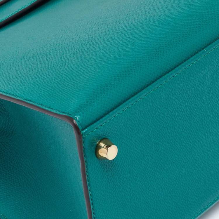 Pre Owned Hermes Malachite Epsom Leather Gold Finish Kelly Sellier 32 Bag