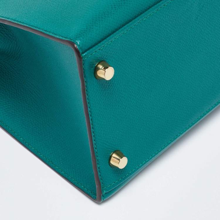 Pre Owned Hermes Malachite Epsom Leather Gold Finish Kelly Sellier 32 Bag