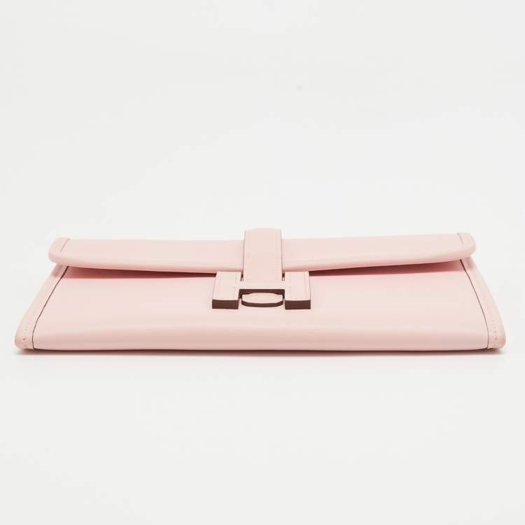Pre Owned Hermès Rose Sakura Swift Leather Jige Duo Clutch