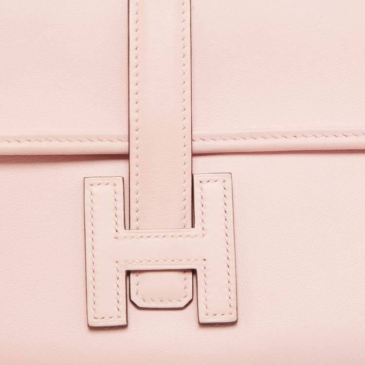 Pre Owned Hermès Rose Sakura Swift Leather Jige Duo Clutch