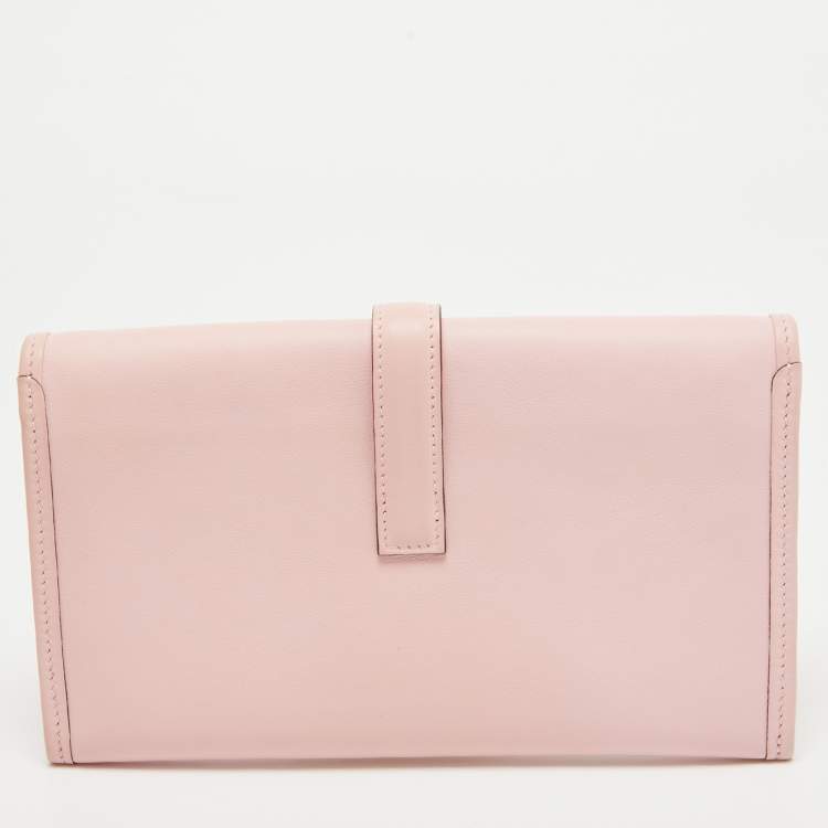 Pre Owned Hermès Rose Sakura Swift Leather Jige Duo Clutch
