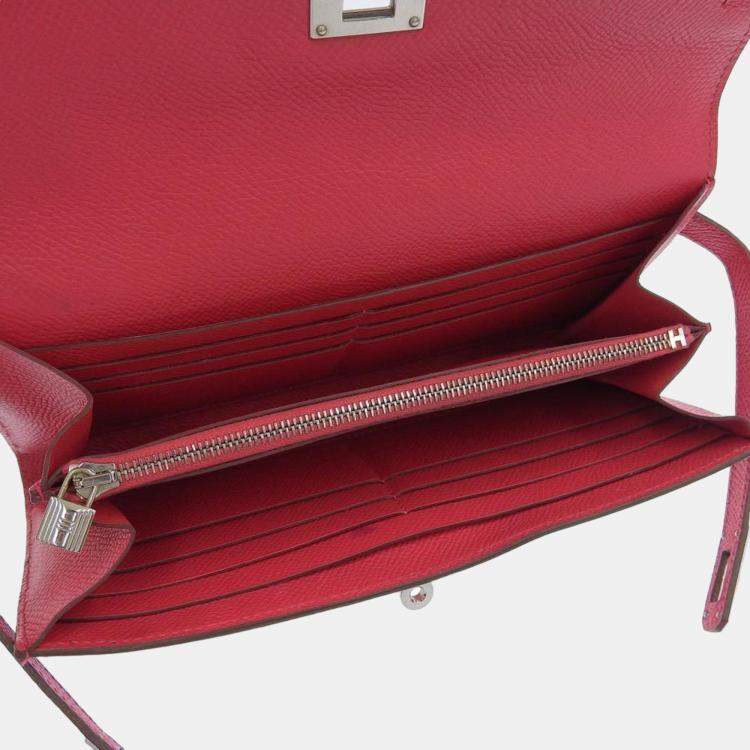 Pre Owned Hermes Rose Epson Kelly Long Wallet