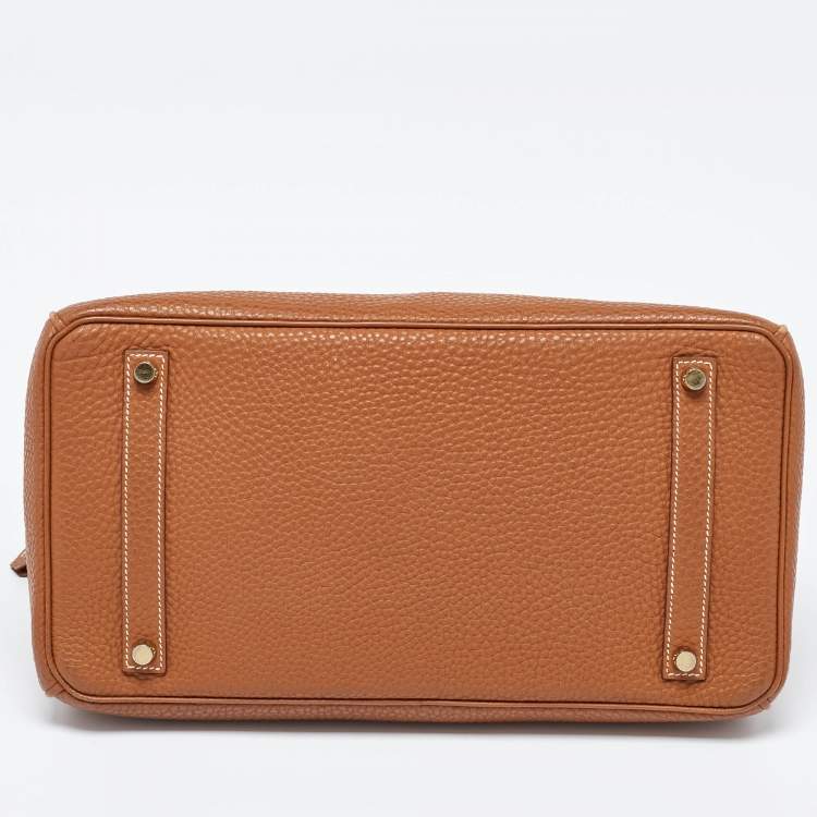 Pre Owned Hermes Gold Clemence Leather Gold Finish Birkin 35 Bag