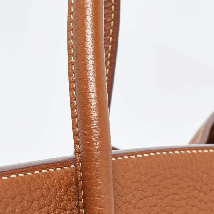 Pre Owned Hermes Gold Clemence Leather Gold Finish Birkin 35 Bag