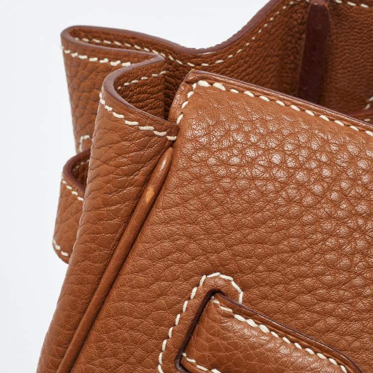 Pre Owned Hermes Gold Clemence Leather Gold Finish Birkin 35 Bag