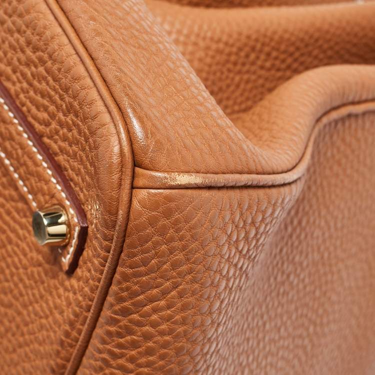 Pre Owned Hermes Gold Clemence Leather Gold Finish Birkin 35 Bag