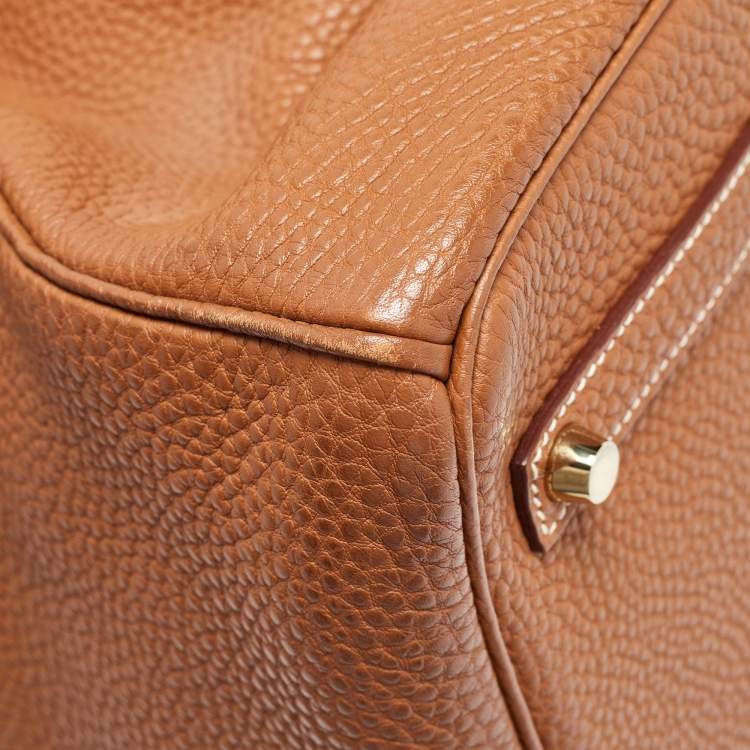 Pre Owned Hermes Gold Clemence Leather Gold Finish Birkin 35 Bag