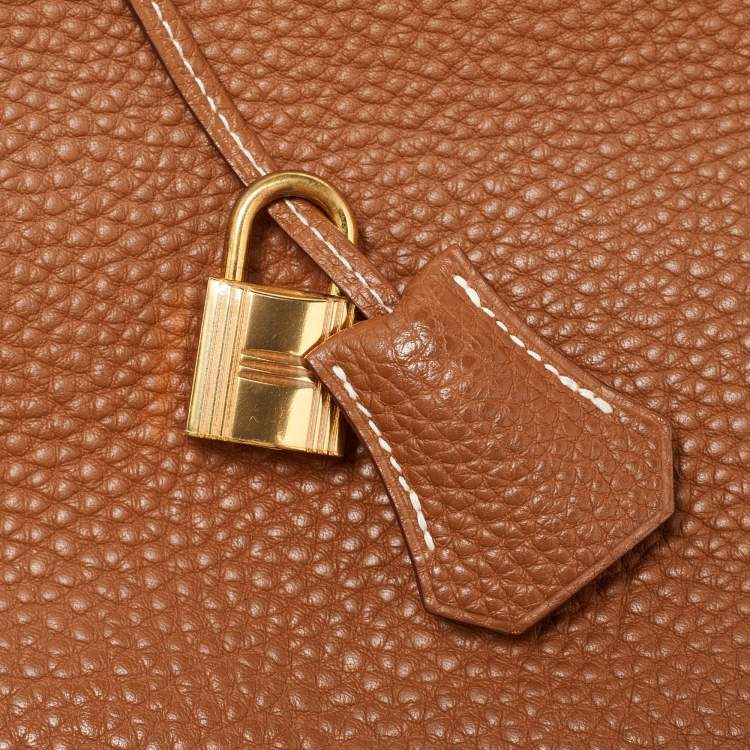 Pre Owned Hermes Gold Clemence Leather Gold Finish Birkin 35 Bag