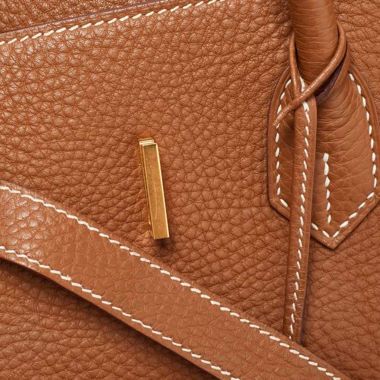 Pre Owned Hermes Gold Clemence Leather Gold Finish Birkin 35 Bag