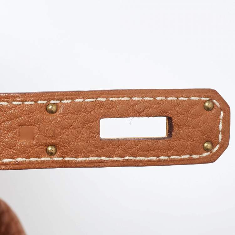 Pre Owned Hermes Gold Clemence Leather Gold Finish Birkin 35 Bag